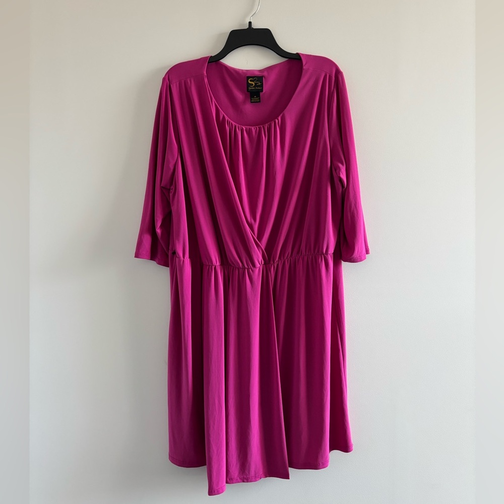 Serena Williams Dress Pink Surplice Stretch 3/4 Sleeve Womens 1X USA Office